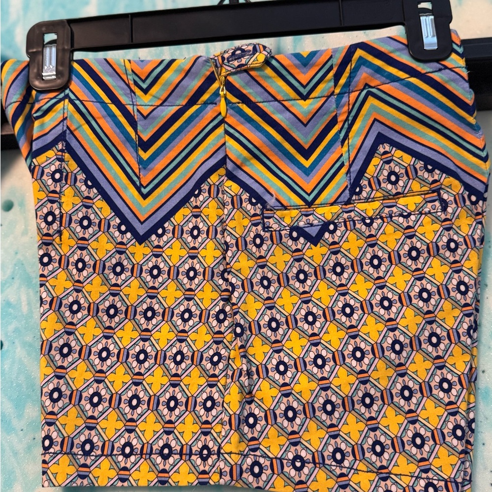 Anthropologie High Waist Yellow and Blue Shorts